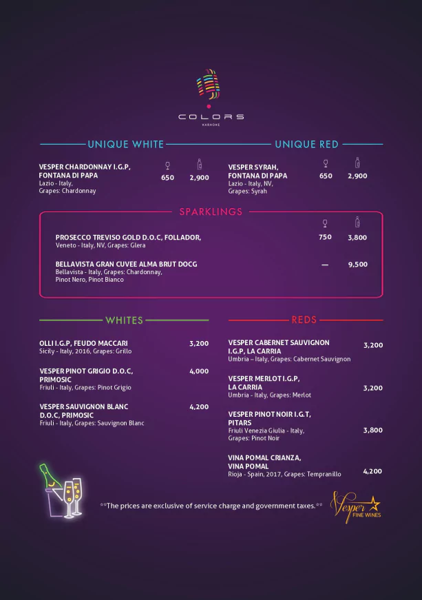 Colors karaoke menu Colors karaoke menu