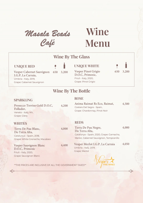 Masala Beads Cafe Menu Masala Beads Cafe Menu